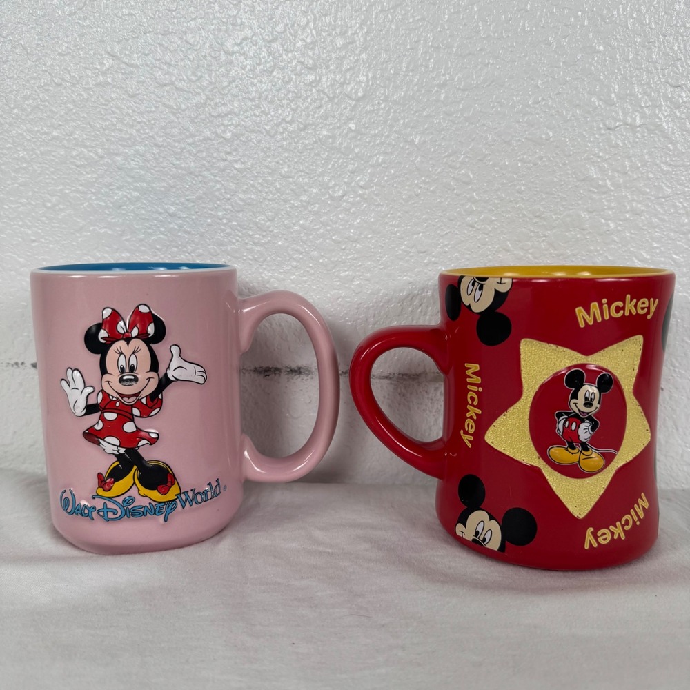 Vintage Disney Mickey Minnie Mouse Coffee Mugs Set of Two - Picture 2 of 9